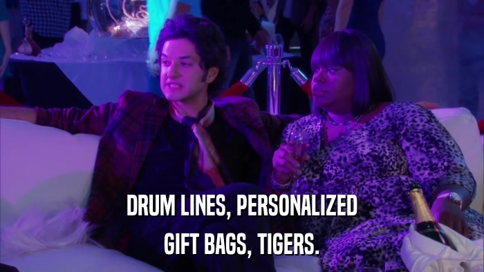 DRUM LINES, PERSONALIZED GIFT BAGS, TIGERS. 