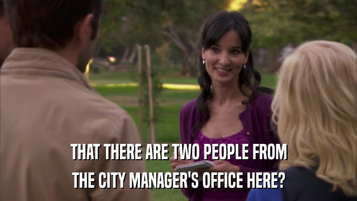 THAT THERE ARE TWO PEOPLE FROM THE CITY MANAGER'S OFFICE HERE? 