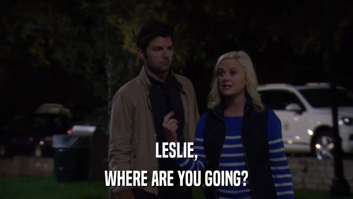 LESLIE, WHERE ARE YOU GOING? 