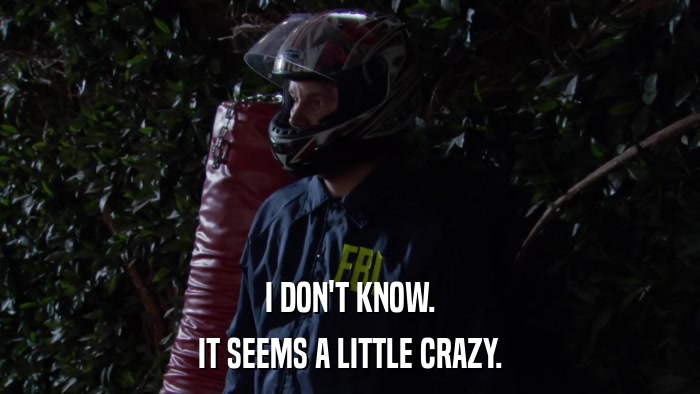 I DON'T KNOW. IT SEEMS A LITTLE CRAZY. 