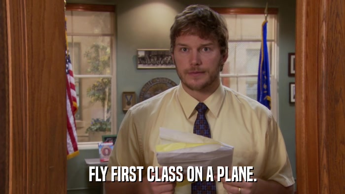 FLY FIRST CLASS ON A PLANE.  
