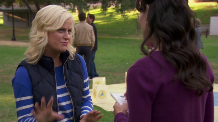 ENJOYING ONE OF PAWNEE'S FINEST PARKS.