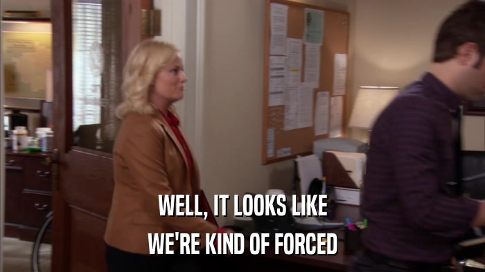 WELL, IT LOOKS LIKE WE'RE KIND OF FORCED 