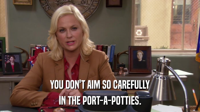 YOU DON'T AIM SO CAREFULLY IN THE PORT-A-POTTIES. 