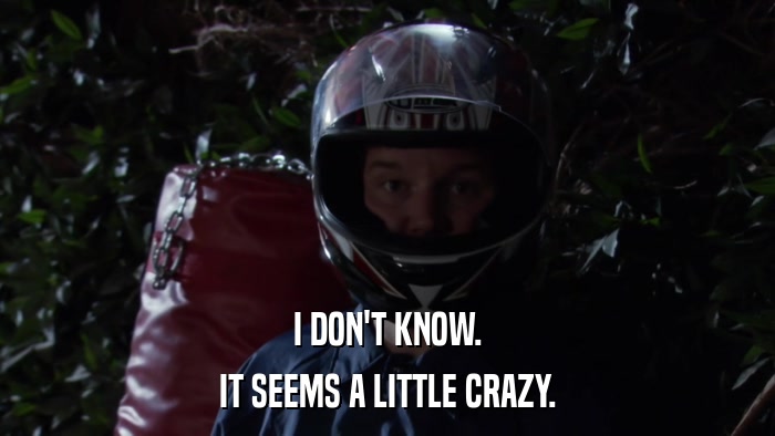 I DON'T KNOW. IT SEEMS A LITTLE CRAZY. 