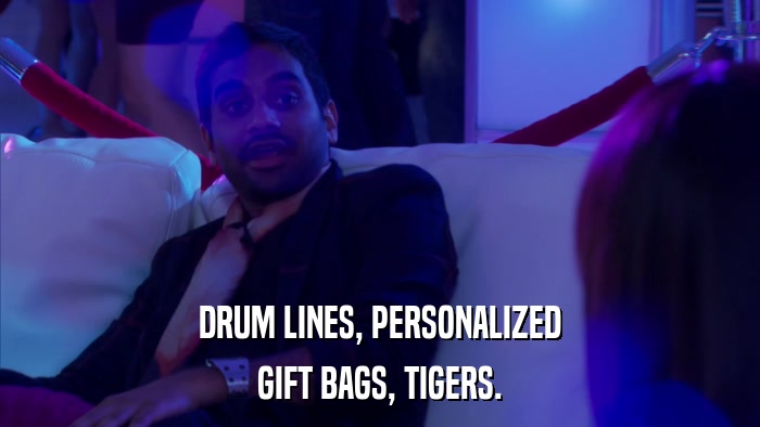 DRUM LINES, PERSONALIZED GIFT BAGS, TIGERS. 