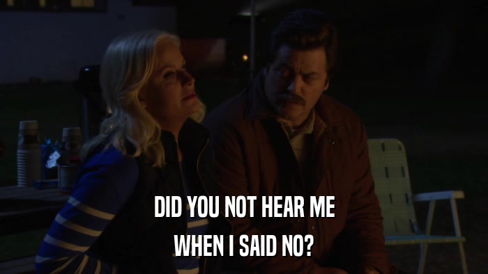 DID YOU NOT HEAR ME WHEN I SAID NO? 