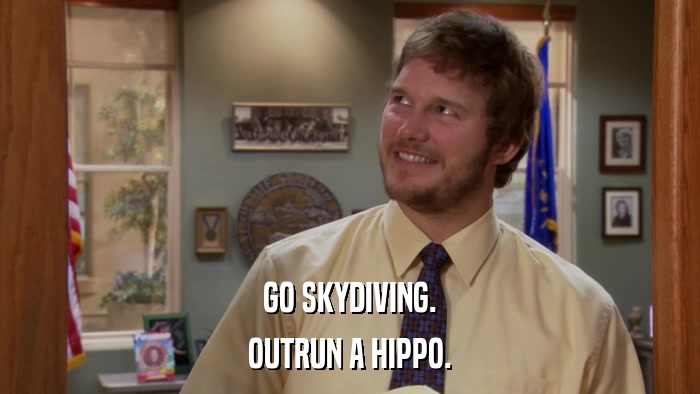 GO SKYDIVING. OUTRUN A HIPPO. 