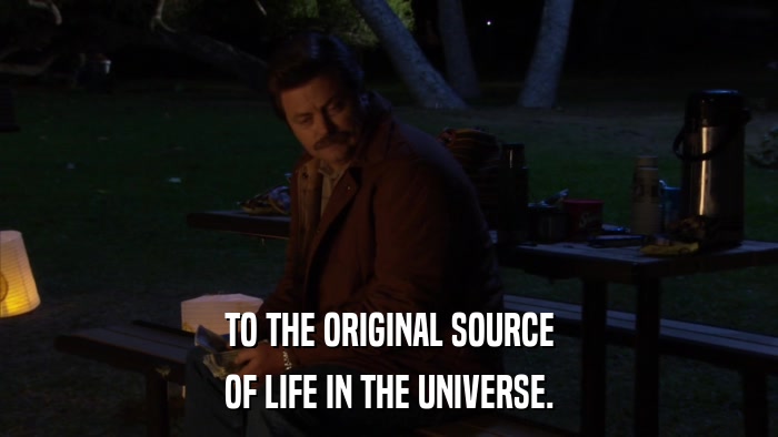 TO THE ORIGINAL SOURCE OF LIFE IN THE UNIVERSE. 