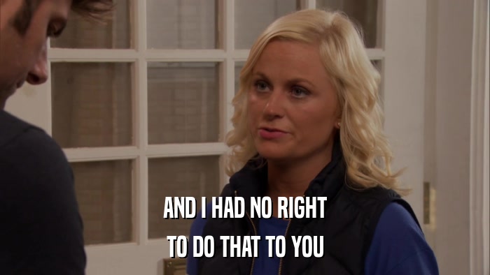 AND I HAD NO RIGHT TO DO THAT TO YOU 