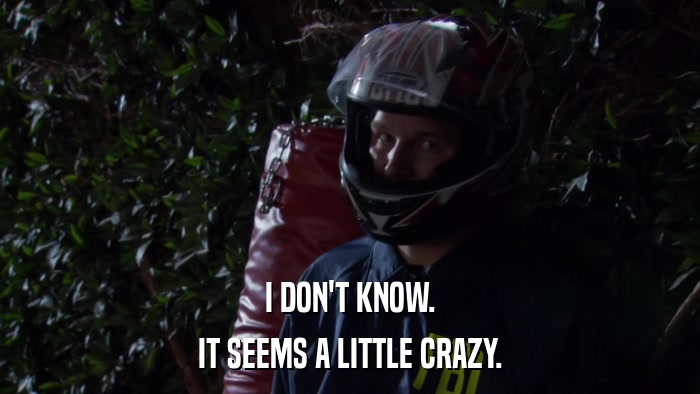 I DON'T KNOW. IT SEEMS A LITTLE CRAZY. 