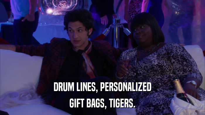 DRUM LINES, PERSONALIZED GIFT BAGS, TIGERS. 