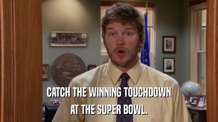 CATCH THE WINNING TOUCHDOWN AT THE SUPER BOWL. 