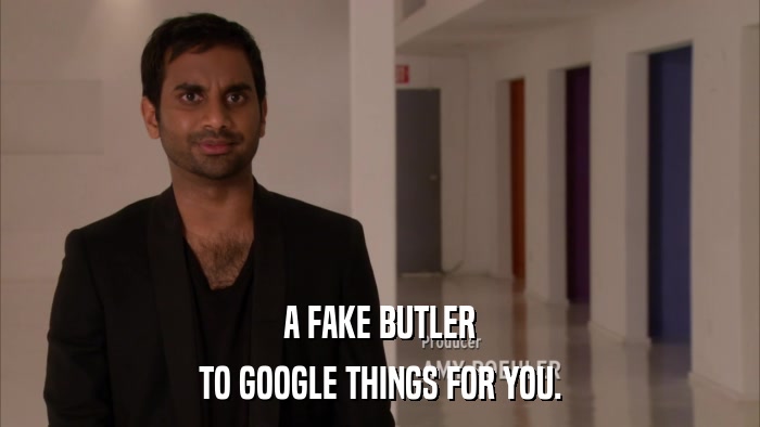 A FAKE BUTLER TO GOOGLE THINGS FOR YOU. 