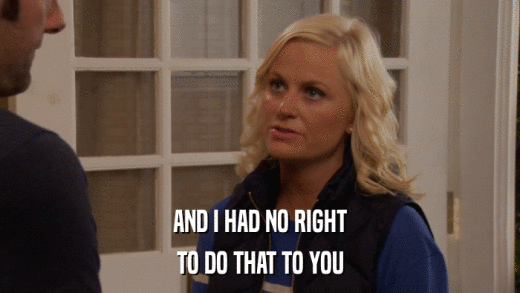 AND I HAD NO RIGHT TO DO THAT TO YOU 