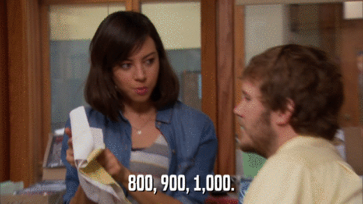 800, 900, 1,000.  
