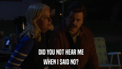 DID YOU NOT HEAR ME WHEN I SAID NO? 