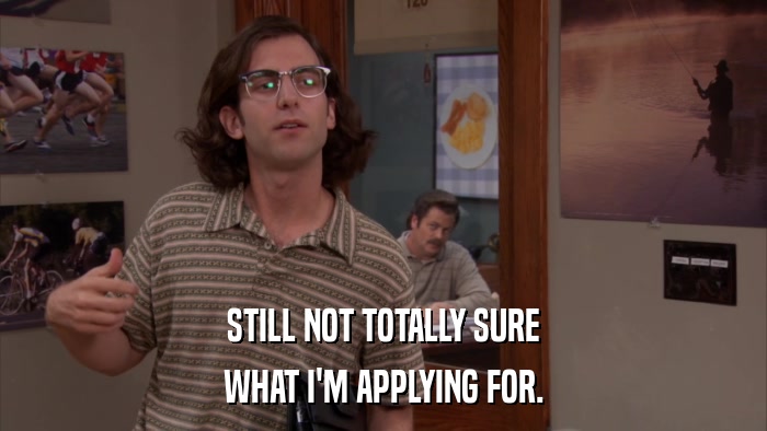 STILL NOT TOTALLY SURE WHAT I'M APPLYING FOR. 