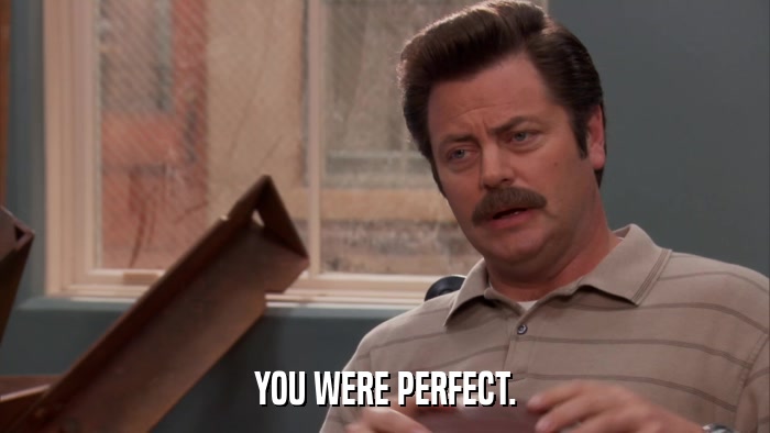 YOU WERE PERFECT.  