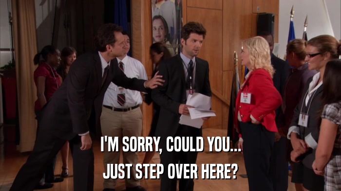 I'M SORRY, COULD YOU... JUST STEP OVER HERE? 