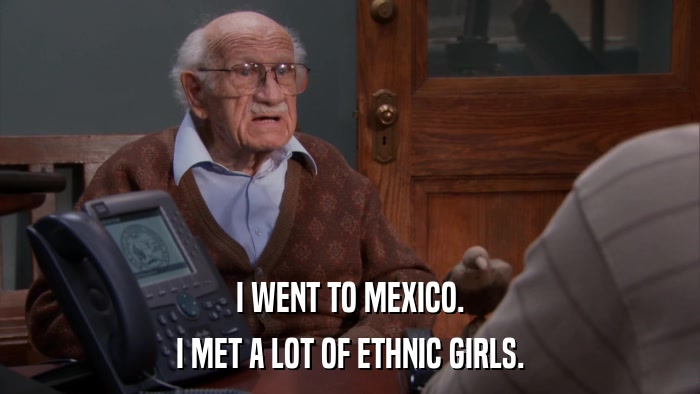 I WENT TO MEXICO. I MET A LOT OF ETHNIC GIRLS. 