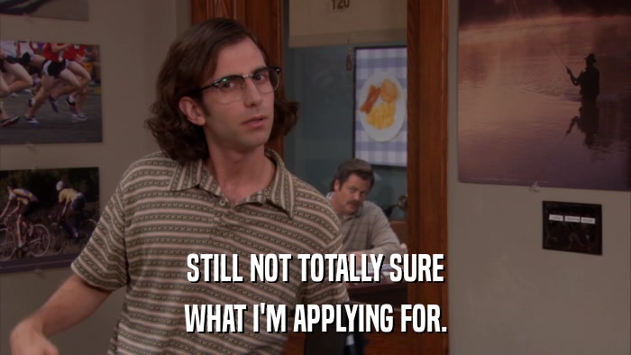 STILL NOT TOTALLY SURE WHAT I'M APPLYING FOR. 