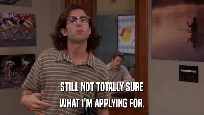STILL NOT TOTALLY SURE WHAT I'M APPLYING FOR. 