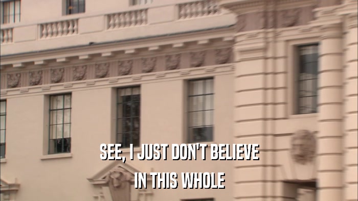 SEE, I JUST DON'T BELIEVE IN THIS WHOLE 