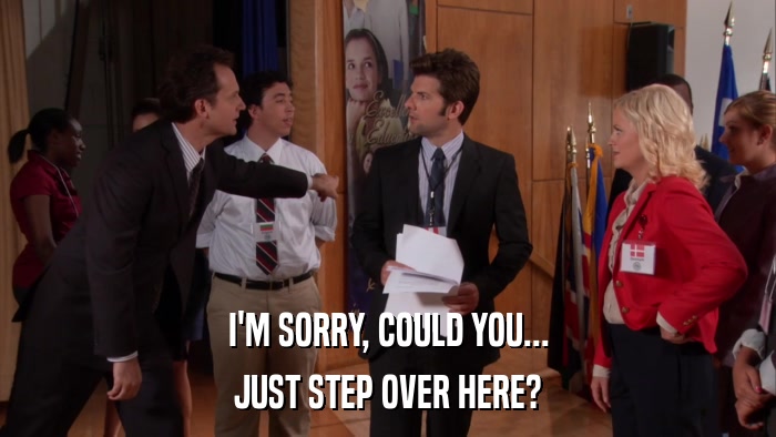 I'M SORRY, COULD YOU... JUST STEP OVER HERE? 