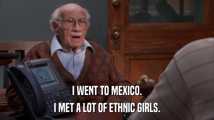 I WENT TO MEXICO. I MET A LOT OF ETHNIC GIRLS. 