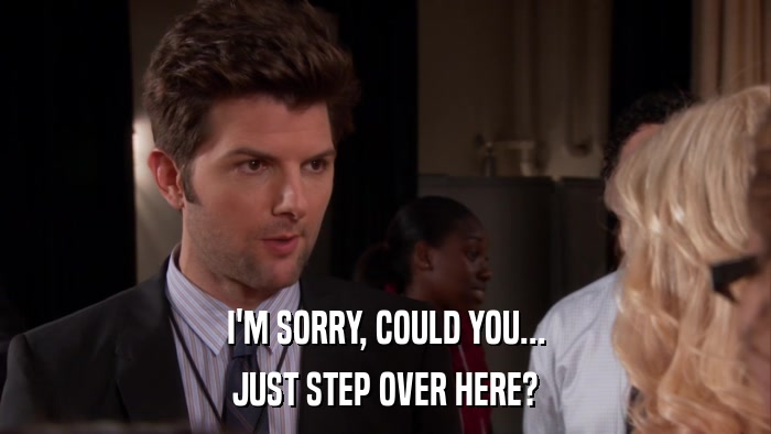 I'M SORRY, COULD YOU... JUST STEP OVER HERE? 