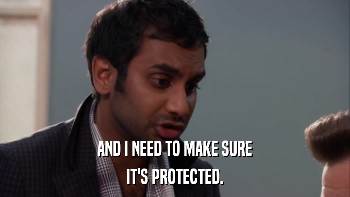 AND I NEED TO MAKE SURE IT'S PROTECTED. 