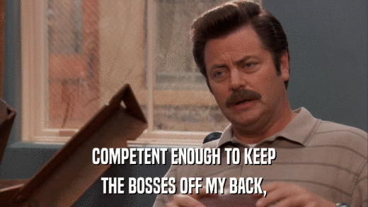 COMPETENT ENOUGH TO KEEP THE BOSSES OFF MY BACK, 