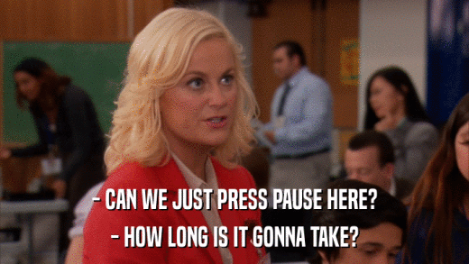 - CAN WE JUST PRESS PAUSE HERE? - HOW LONG IS IT GONNA TAKE? 