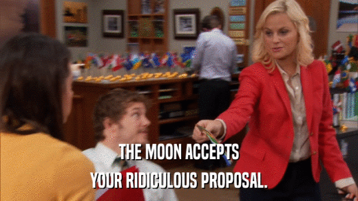 THE MOON ACCEPTS YOUR RIDICULOUS PROPOSAL. 