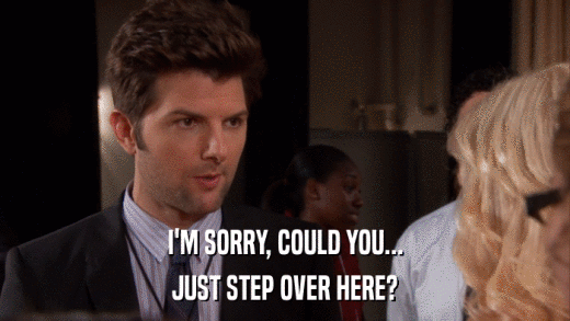 I'M SORRY, COULD YOU... JUST STEP OVER HERE? 