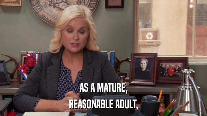 AS A MATURE, REASONABLE ADULT, 