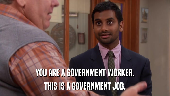 YOU ARE A GOVERNMENT WORKER. THIS IS A GOVERNMENT JOB. 
