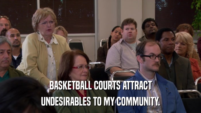 BASKETBALL COURTS ATTRACT UNDESIRABLES TO MY COMMUNITY. 