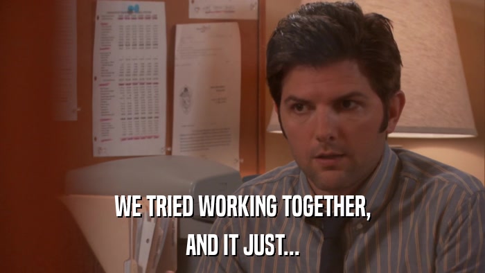 WE TRIED WORKING TOGETHER, AND IT JUST... 