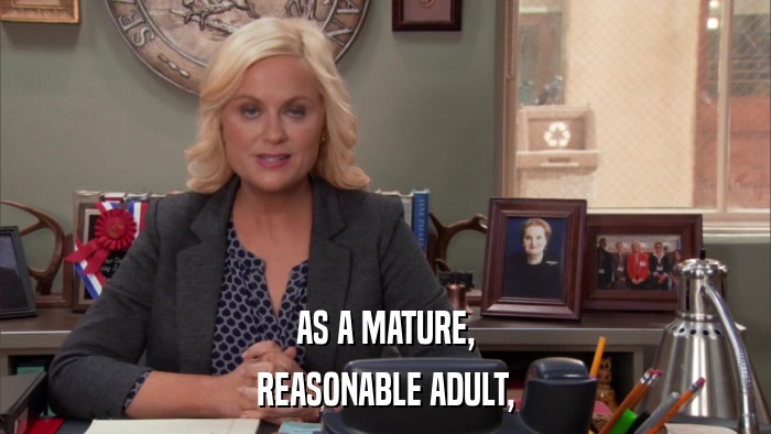 AS A MATURE, REASONABLE ADULT, 