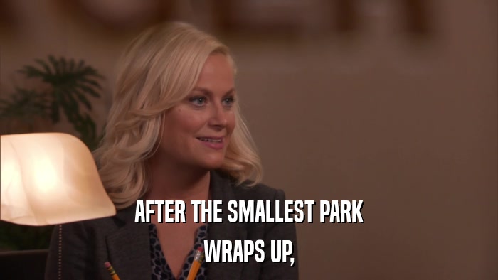 AFTER THE SMALLEST PARK WRAPS UP, 
