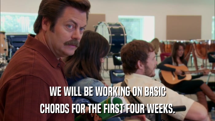 WE WILL BE WORKING ON BASIC CHORDS FOR THE FIRST FOUR WEEKS. 