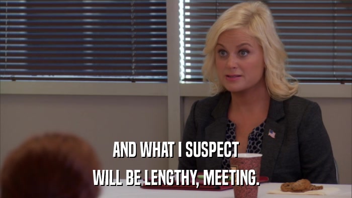 AND WHAT I SUSPECT WILL BE LENGTHY, MEETING. 