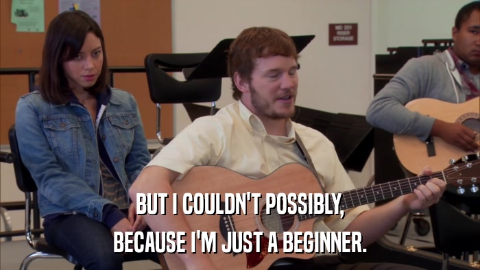 BUT I COULDN'T POSSIBLY, BECAUSE I'M JUST A BEGINNER. 