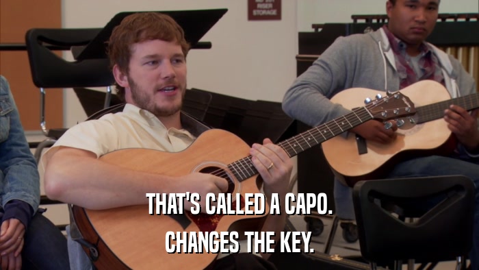 THAT'S CALLED A CAPO. CHANGES THE KEY. 
