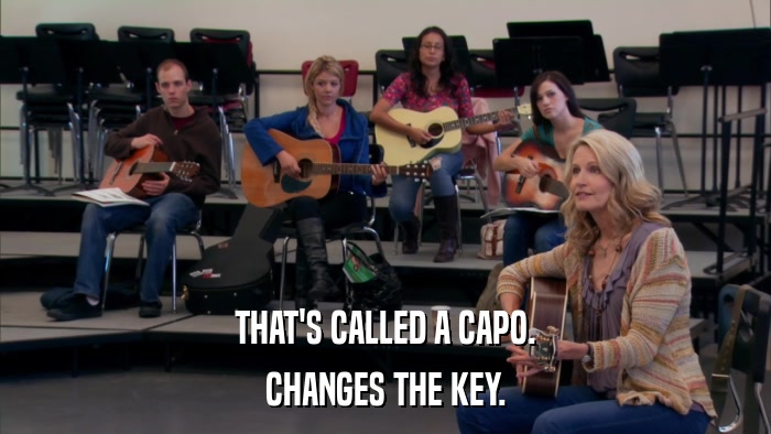 THAT'S CALLED A CAPO. CHANGES THE KEY. 