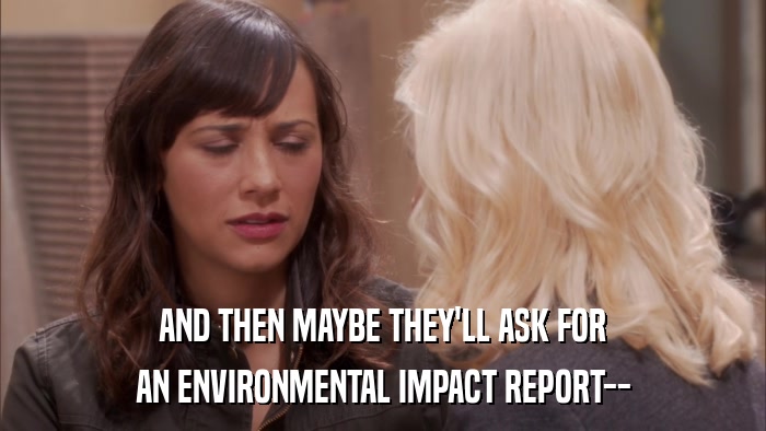 AND THEN MAYBE THEY'LL ASK FOR AN ENVIRONMENTAL IMPACT REPORT-- 