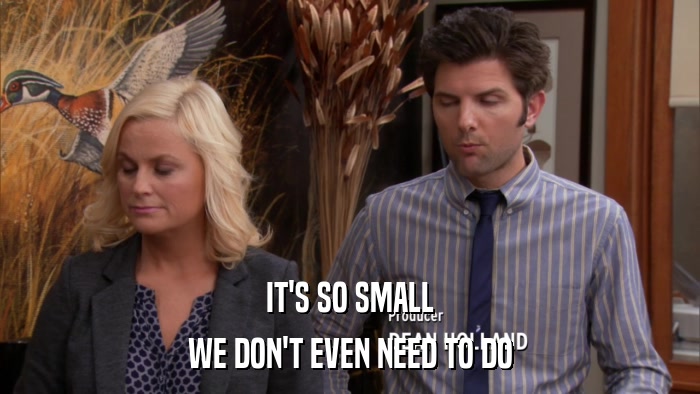 IT'S SO SMALL WE DON'T EVEN NEED TO DO 