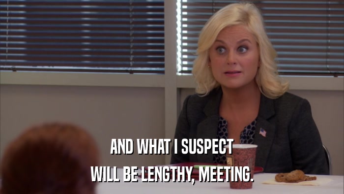 AND WHAT I SUSPECT WILL BE LENGTHY, MEETING. 